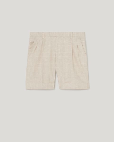 Regular Double Pleat Tailored Short, Natural Check, hi-res